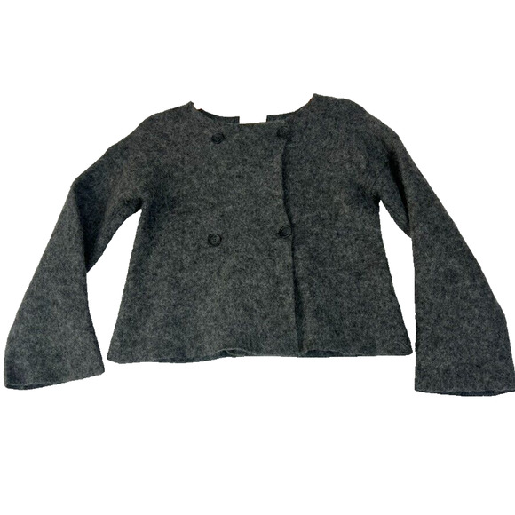 J. Crew Collection Jacket XS Gray Double Breasted Sweater Wool Alpaca Blend - Picture 2 of 9